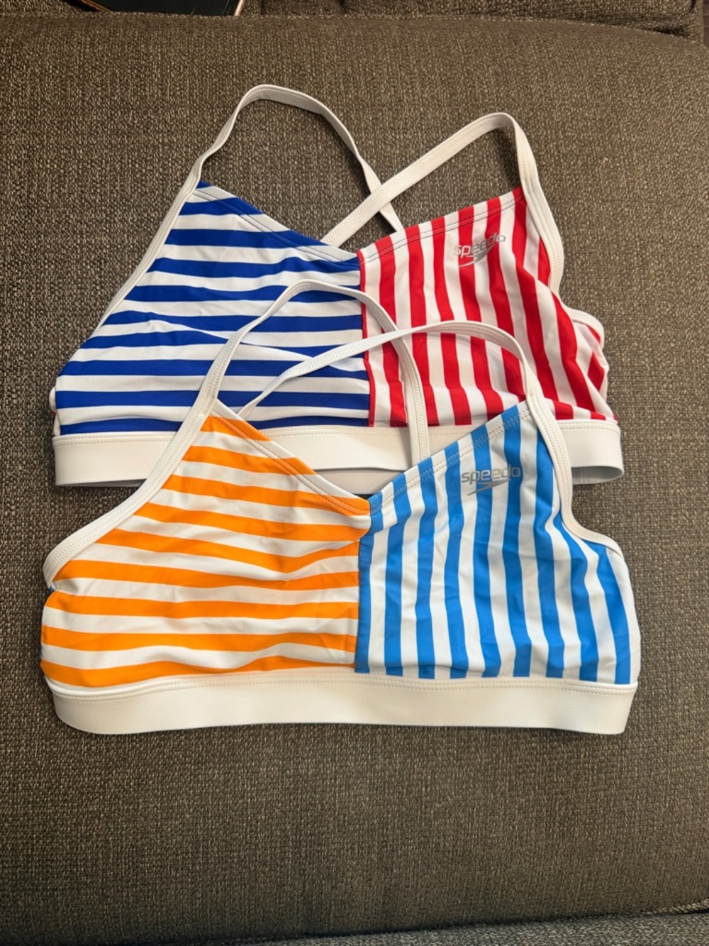 Speedo Kids' Striped Swim Tops - Blue, Red, Orange